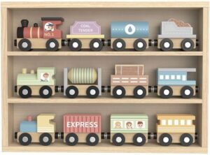 TREN DE MADERA CON CAJA - WOODEN TRAIN SET
