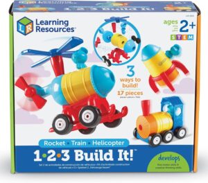 CONSTRUYE TREN, COHETE Y HELICOPTERO - 1-2-3 BUILD IT TRAIN ROCKET HELICOPTER