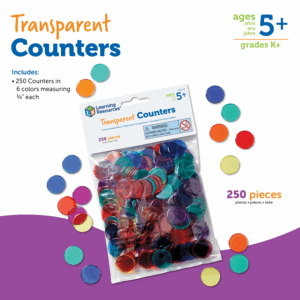 FICHAS TRANSPARENTES PARA CONTAR 250 UN - TRANSPARENT COUNTERS SET OF 250