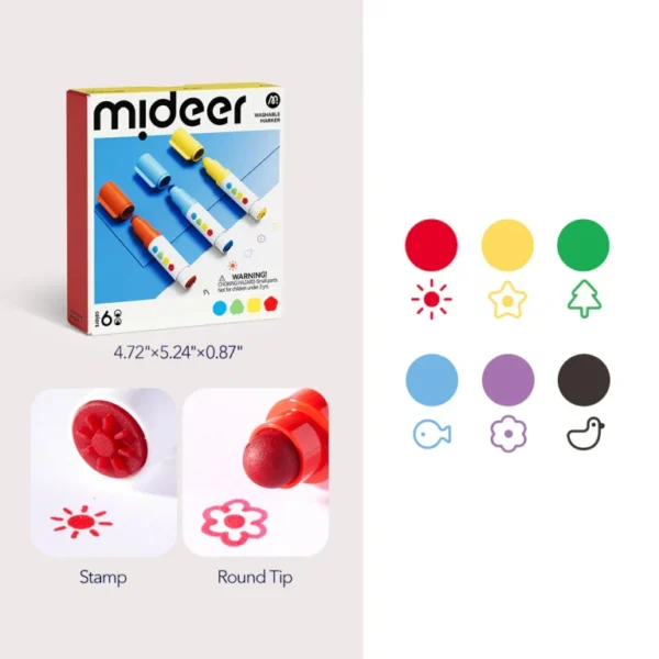 MARCADORES CON SELLOS 6 COLORES - DUAL TIP WASHABLE MARKERS