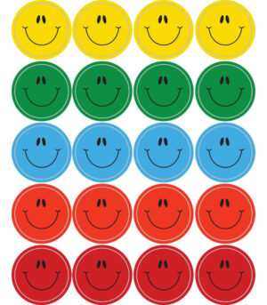PEGATINAS DE CARAS SONRIENTES DE FORMAS MULTICOLORES - SMILEY FACES MULTICOLOR SHAPE STICKERS