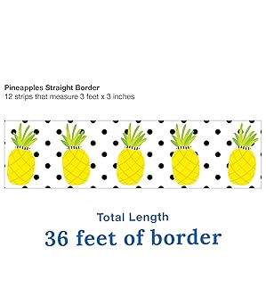 BORDES CON DISEÑO DE PIÑA Y PUNTOS  -  SIMPLY STYLISH TROPICAL PINEAPPLES STRAIGHT BORDERS