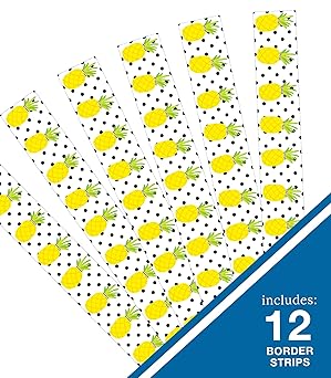 BORDES CON DISEÑO DE PIÑA Y PUNTOS  -  SIMPLY STYLISH TROPICAL PINEAPPLES STRAIGHT BORDERS