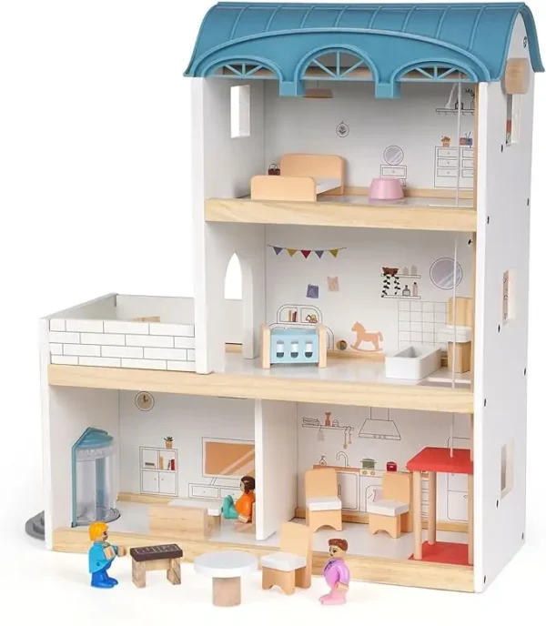 CASA DE MADERA CON MUEBLES - WOODEN DOLLHOUSE
