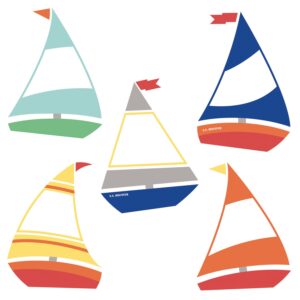 S.S. DISCOVER SAILBOATS MINI COLORFUL CUT-OUTS (ASSORTED)