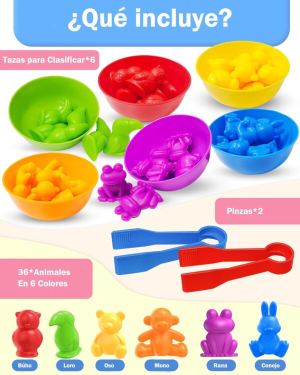 CONTADORES CONEJO, OSO, MONO, PAJARO,  TUCAN CON PINZAS  36 PCS