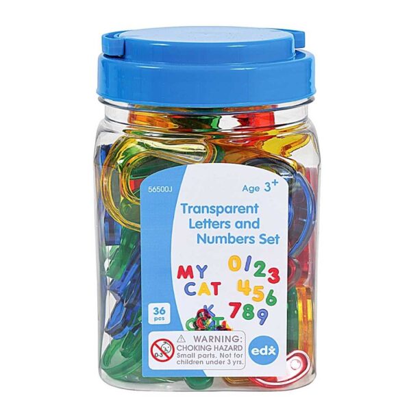 LETRAS Y NUMEROS TRANSPARENTES 66 PCS - TRANSPARENT LETTERS AND NUMBERS 66 PCS