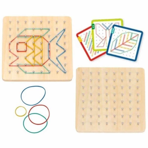 GEOPLANO DE MADERA CON 23 TARJETAS Y 45 HULES