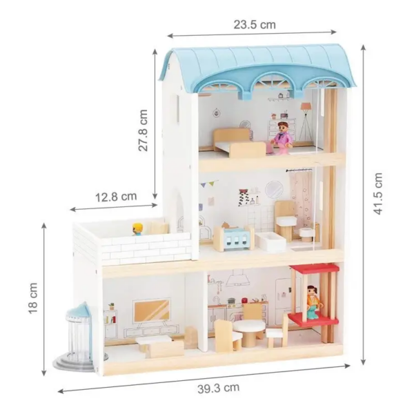 CASA DE MADERA CON MUEBLES - WOODEN DOLLHOUSE