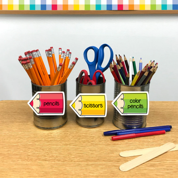 COLORFUL DOODLE PENCILS CORE DECOR 3 INCH DESIGNER CUT OUTS