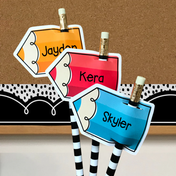 COLORFUL DOODLE PENCILS  6 INCH DESIGNER CUT OUTS