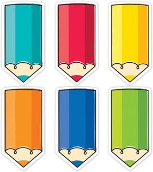 COLORFUL DOODLE PENCILS  6 INCH DESIGNER CUT OUTS