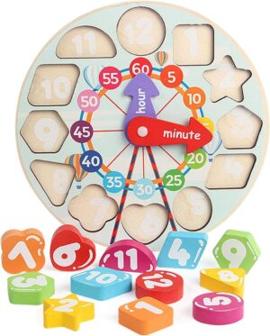 RELOJ DE MADERA  - SHAPE SORTING CLOCK