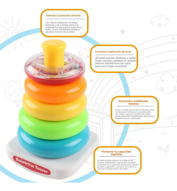 TORRE DE APILAR PARA BEBE 20 CMS ALTO - RAINBOW TOWER