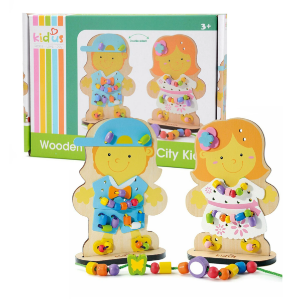NIÑOS PARA ENHEBRAR - WOODEN LACING DOLL