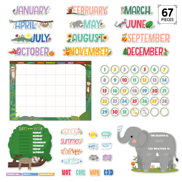 JUNGLE FRIENDS  CALENDAR SET BULLETIN BOARD