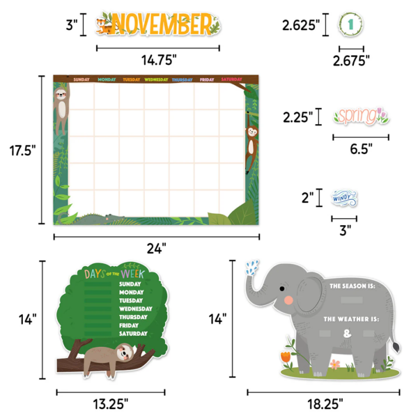 JUNGLE FRIENDS  CALENDAR SET BULLETIN BOARD