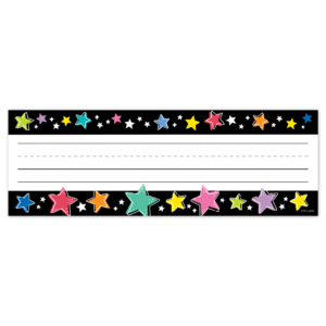COLORFUL STARS ON BLACK  NAME PLATES