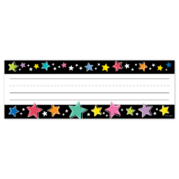 COLORFUL STARS ON BLACK  NAME PLATES