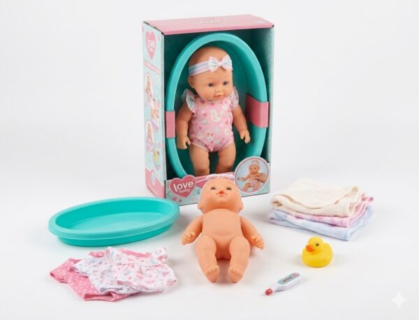 image_a4fa195a MUNECA DE VINILO DE 26 CM CON BAÑERA Y PATITO - LOVE BABY