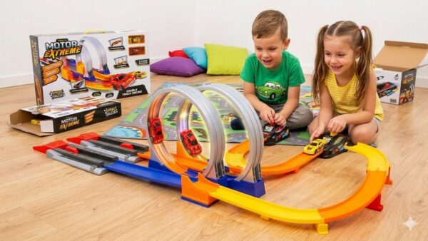 image_b2ecc9e9 PISTA CON LANZADOR 2 AROS Y 2 CARROS - DOYBLE TRACK RACING