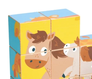 ROMPECABEJAS  6 EN 1 ANIMALES SALVAJES - BLOCK PUZZLE